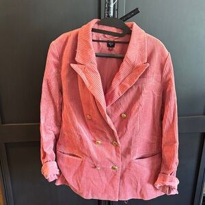 Pink Corduroy Double-Breasted Jacket